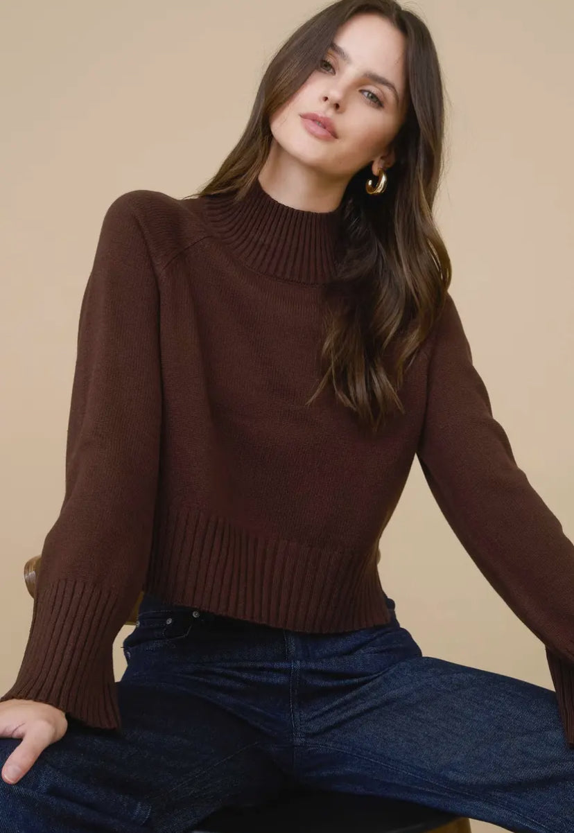 Asten Mock Neck Sweater | Brown