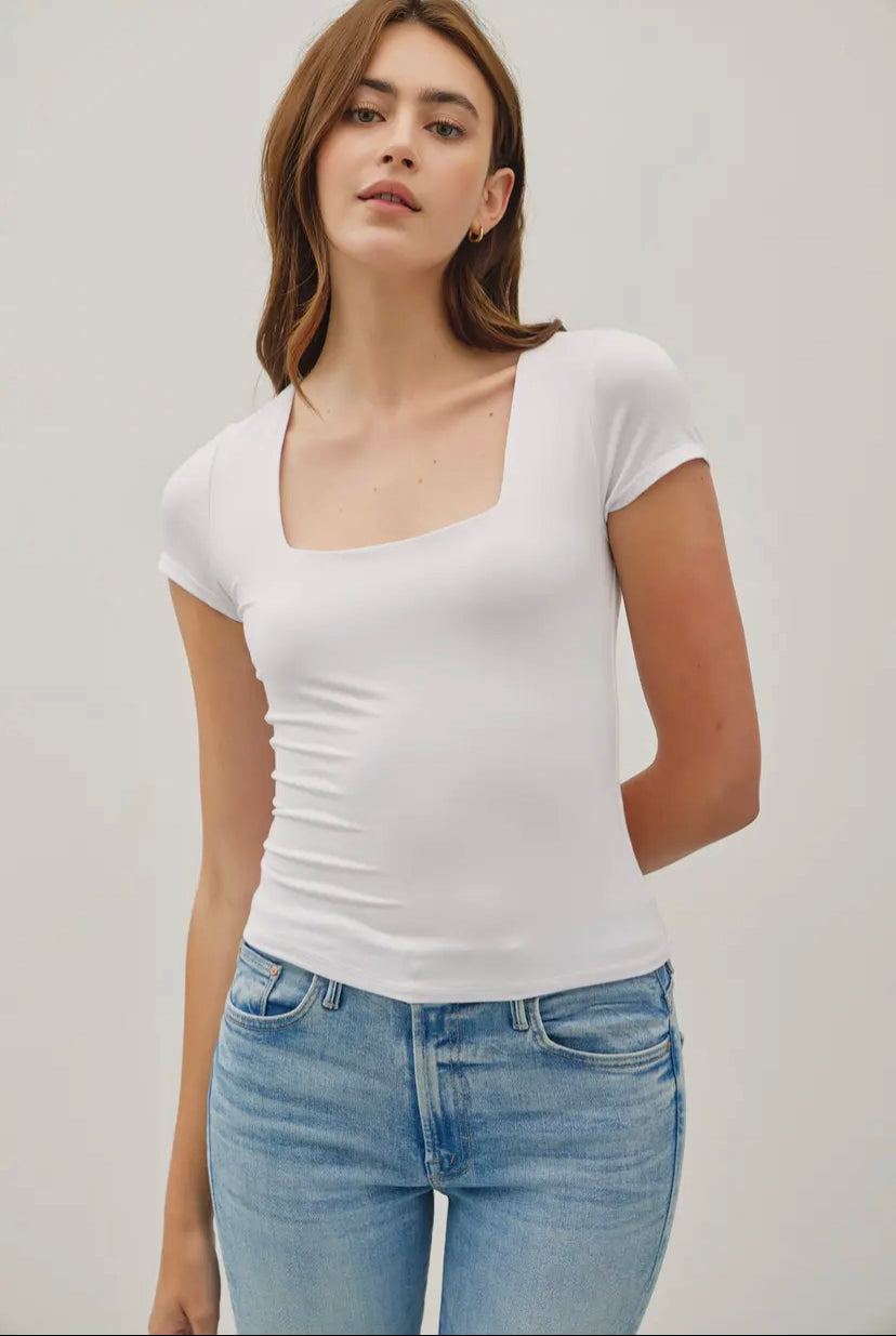 Double Layer Short Sleeve Top | 4 Colour Options