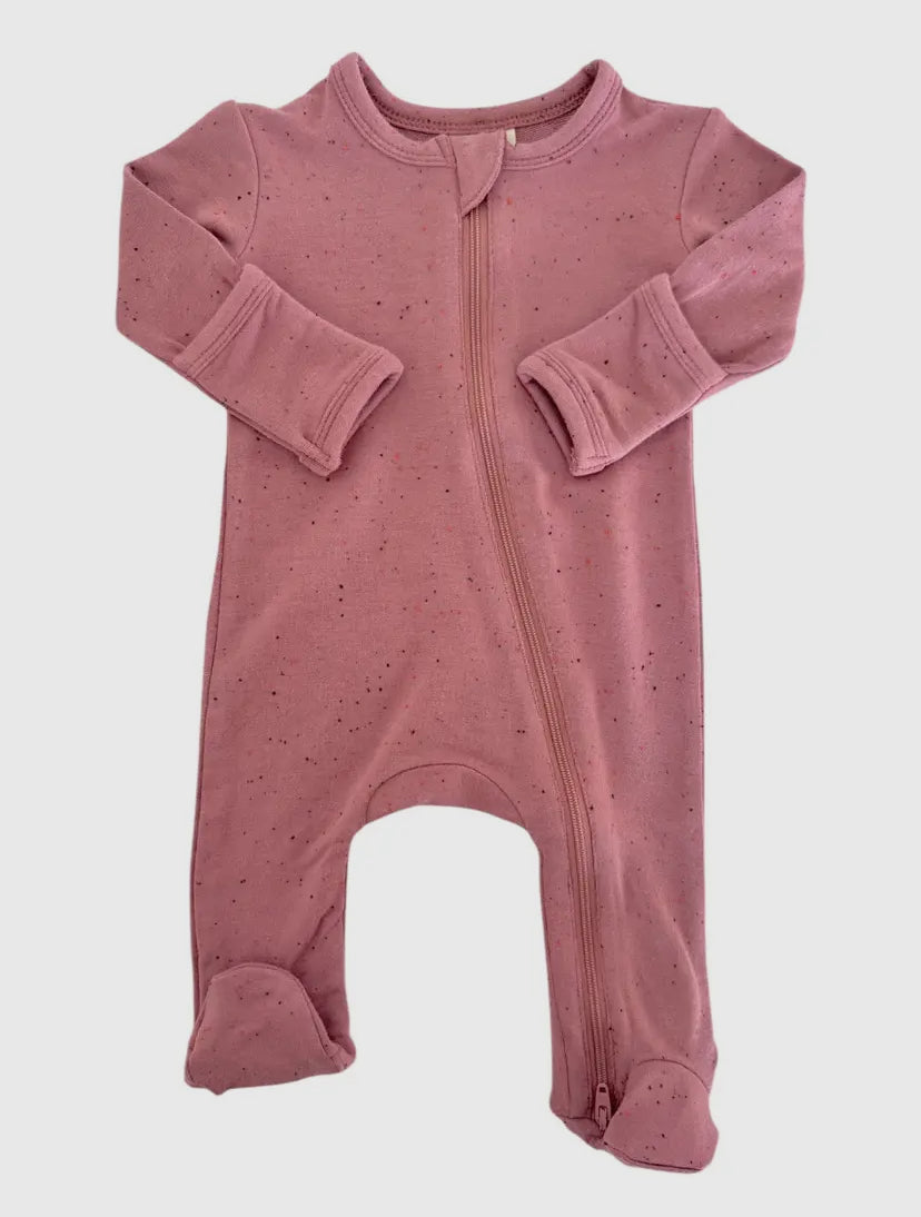 Mauve Speckle 2-Way Zip Onesie