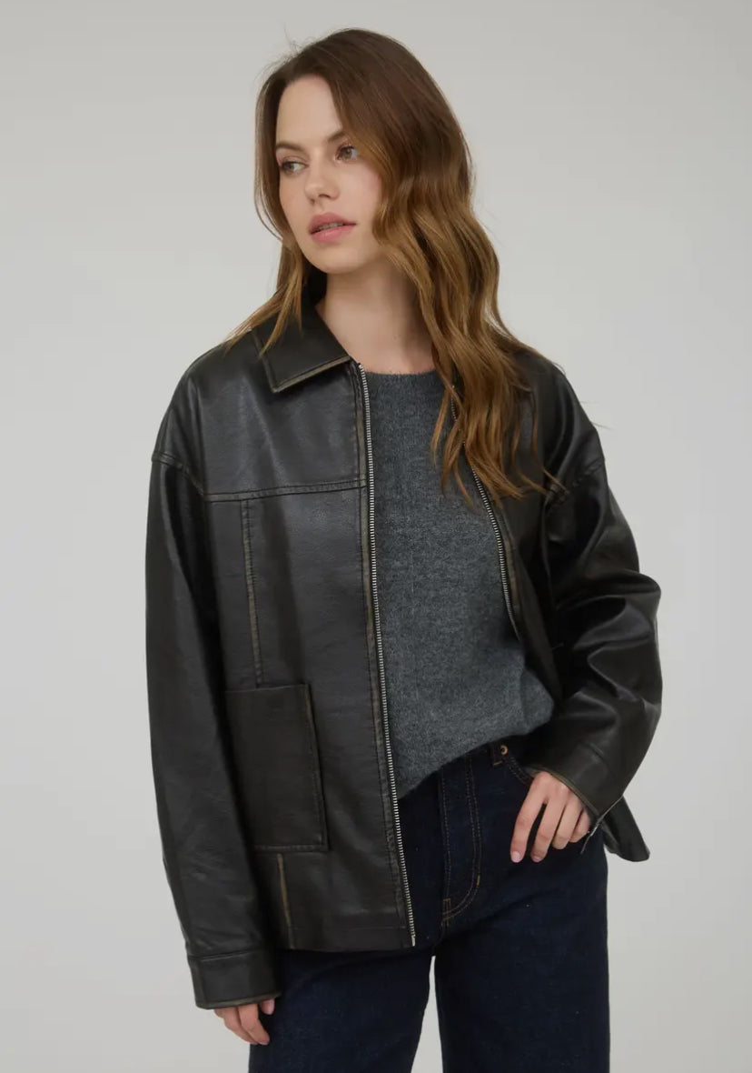Vermont Faux Leather Jacket | Black