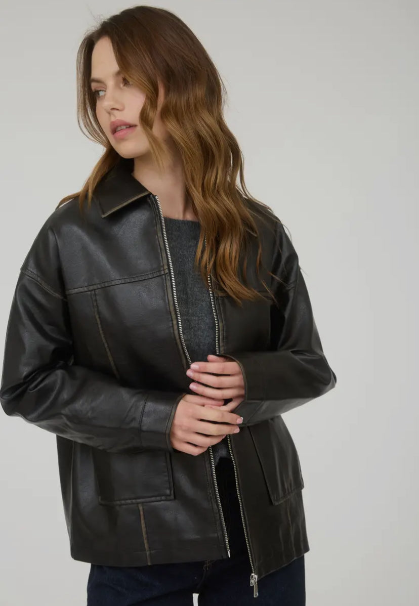 Vermont Faux Leather Jacket | Black
