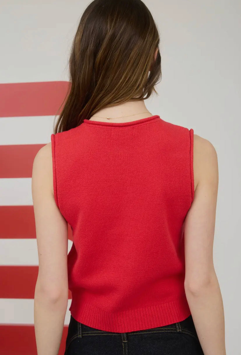 Monaco Knit Vest | Red