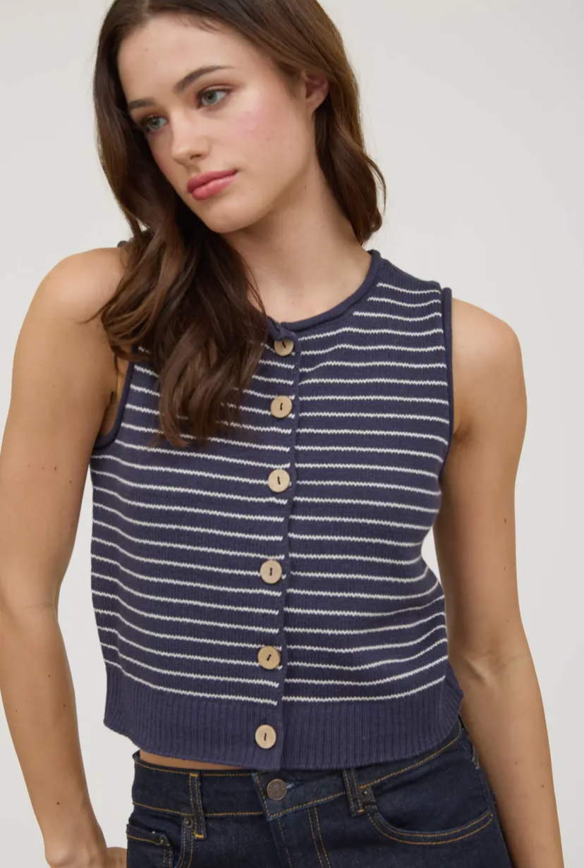Aro Knit Vest | Navy