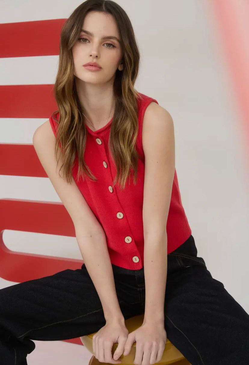 Monaco Knit Vest | Red