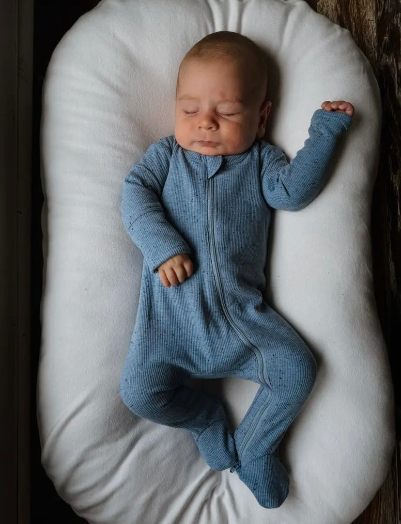 Blue Speckle 2-Way Zip Onesie