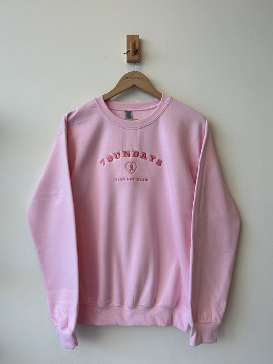 Seven Sundays Club Pink Crewneck | Breast Cancer Awareness
