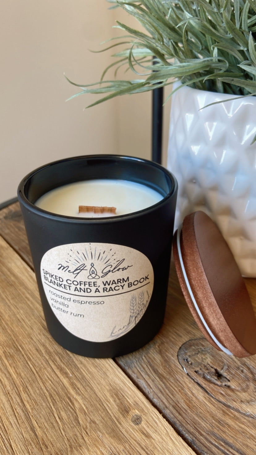 Melt & Glow | Spiked Coffee, Warm Blanket And A Racy Book | Candle