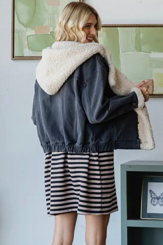 Reader Sherpa Hooded Denim Jacket