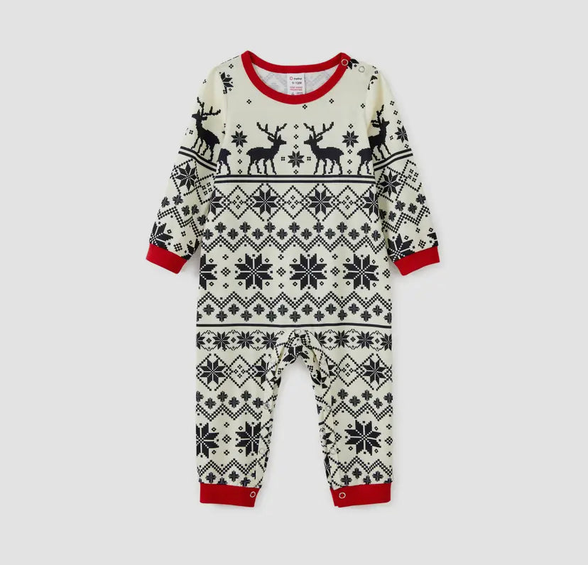 Snowflake Reindeer Onesie | Blanched Almond