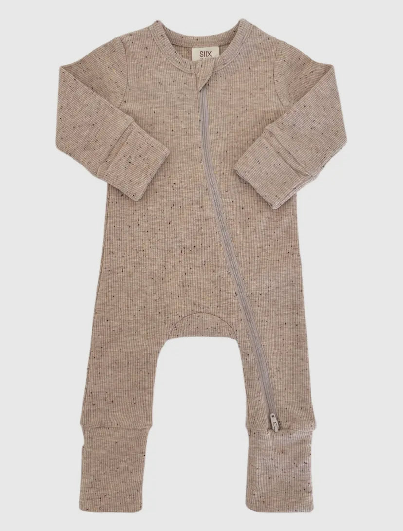 Tan Speckle 2-Way Zip Onesie