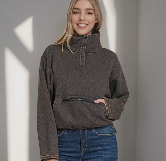 Brevel Pullover Fleece | Ash Black