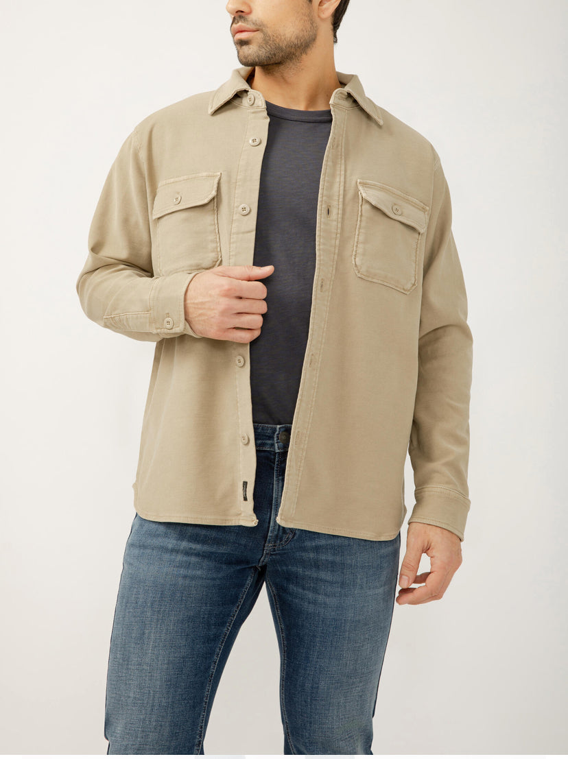 SILVER JEANS | Button Up Knit Flex Shirt | Khaki