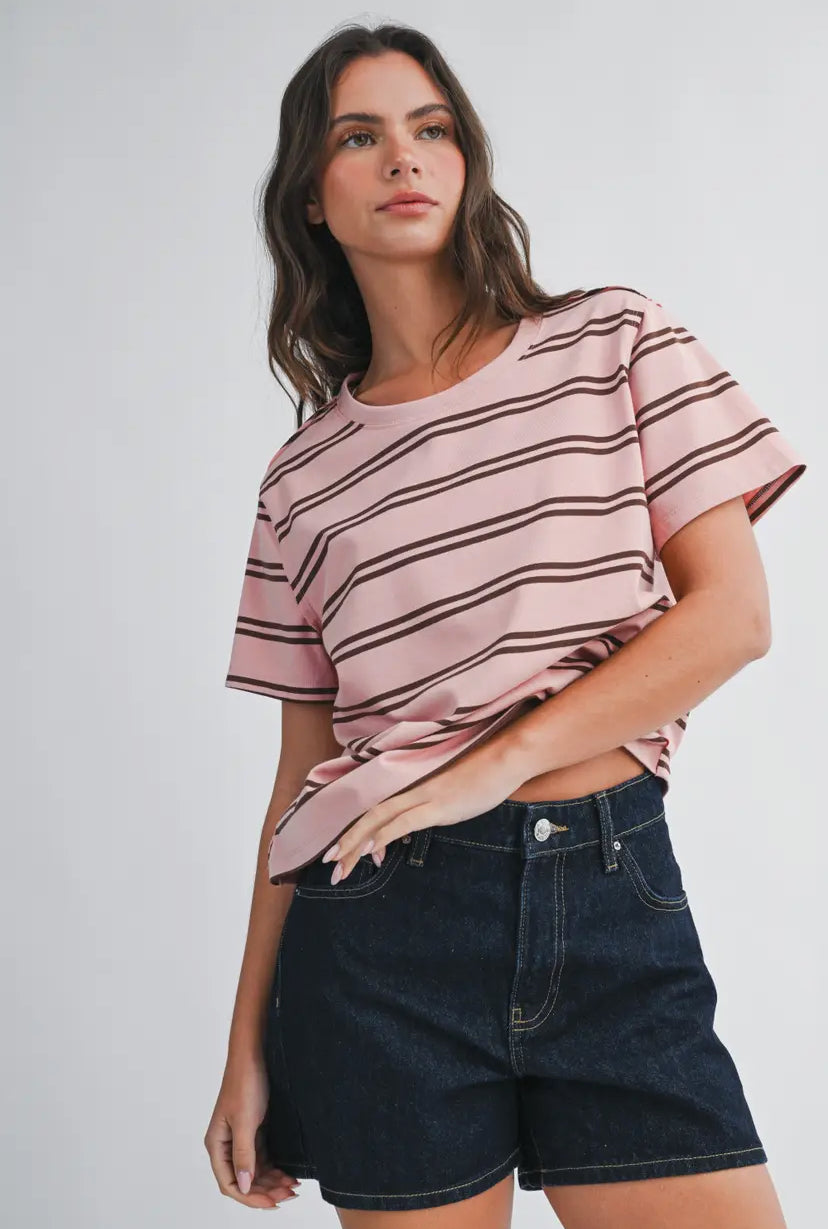 Monet Striped Tee | Pink