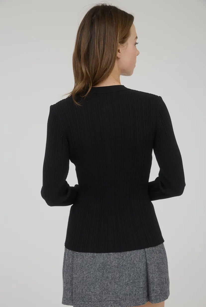 Fayette Split Hem Top | Black
