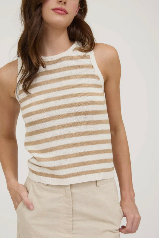 Sanne Stripe Tank | Khaki