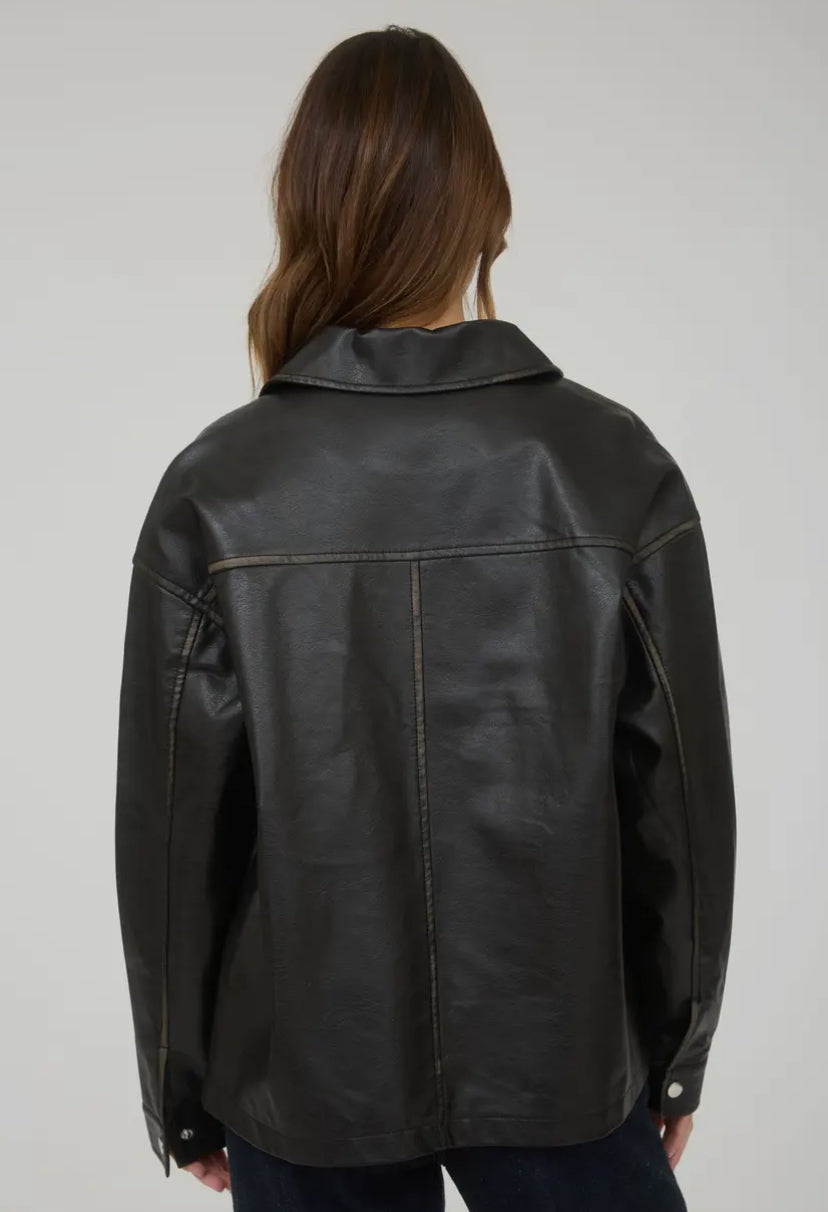 Vermont Faux Leather Jacket | Black
