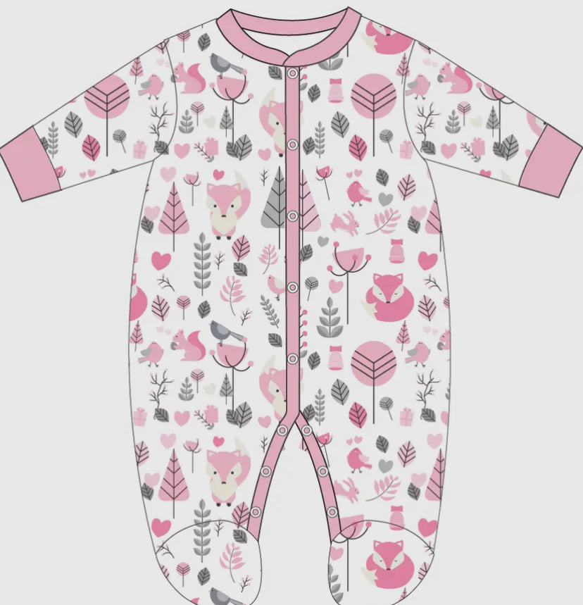 Girls Interlock Coverall Onesie | Fox Woodland