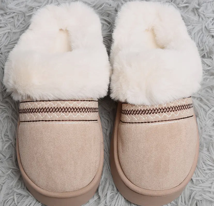Lazy Luxe Embroidered Slippers | Beige