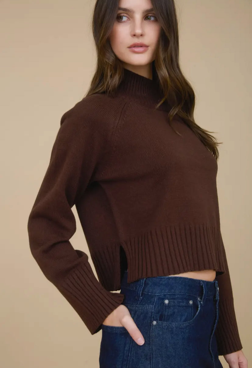Asten Mock Neck Sweater | Brown