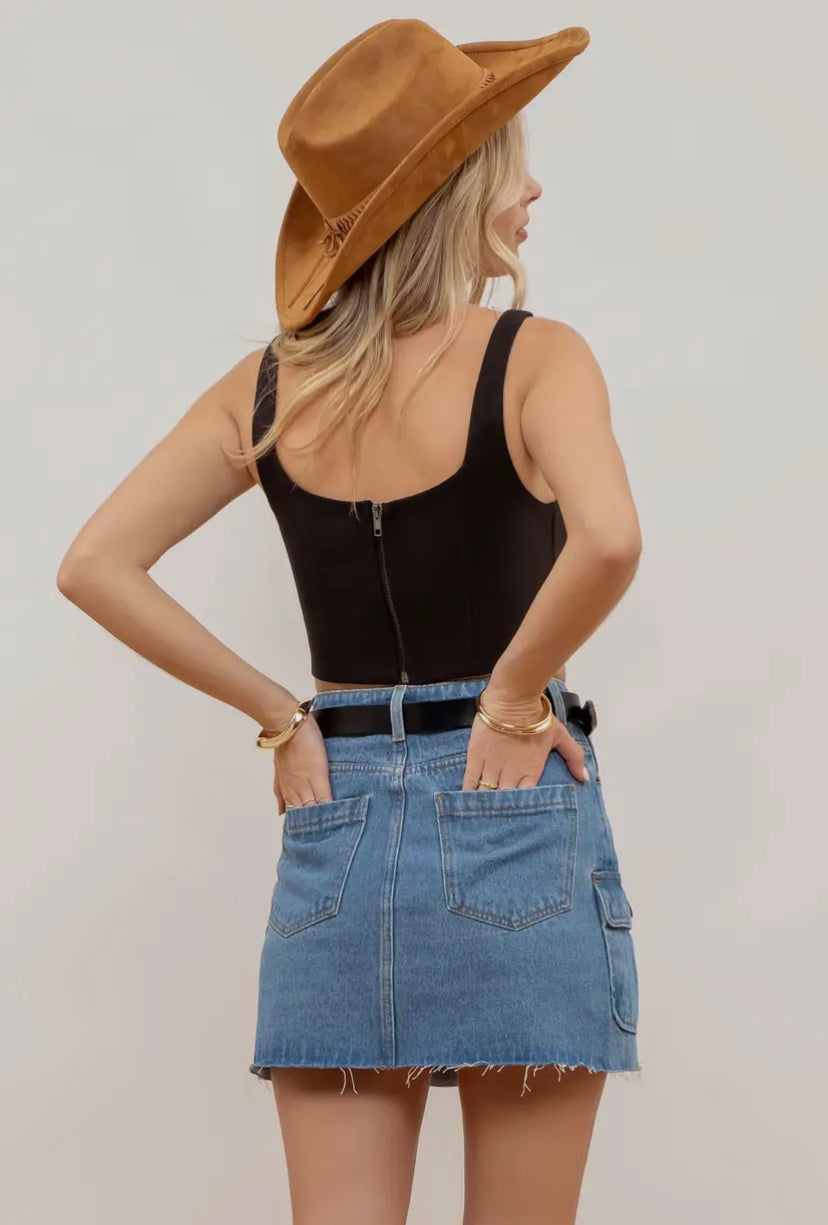 Cargo Denim Mini Skirt