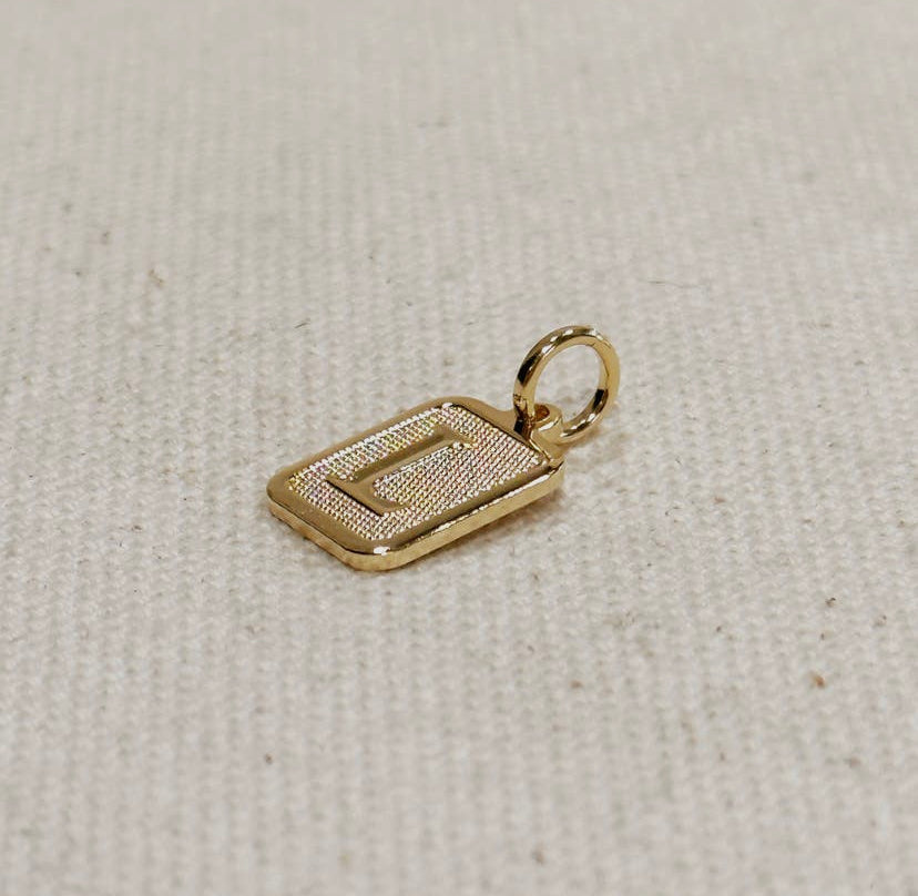 18K Gold Filled Textured Initial Plate Pendant