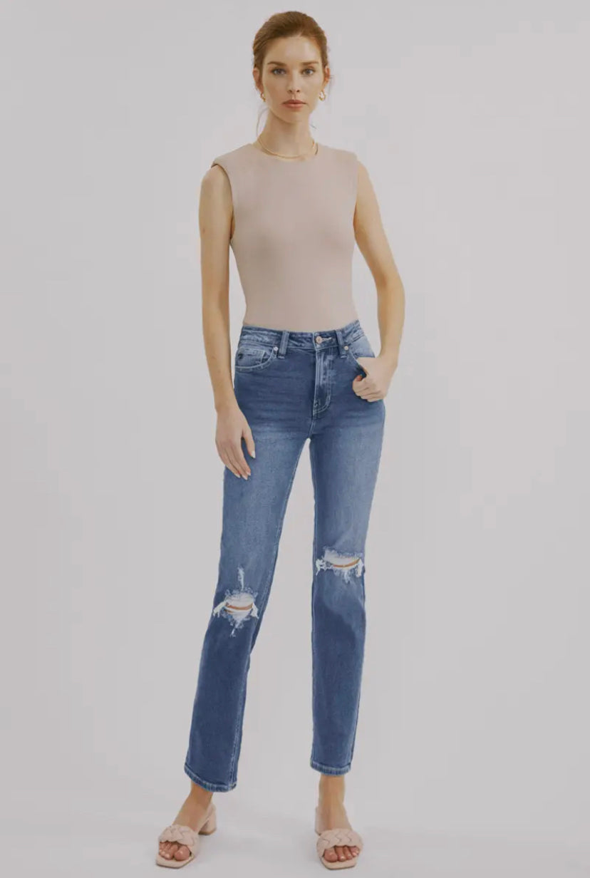 KAN CAN - Bailey High Rise Slim Straight MD Blue