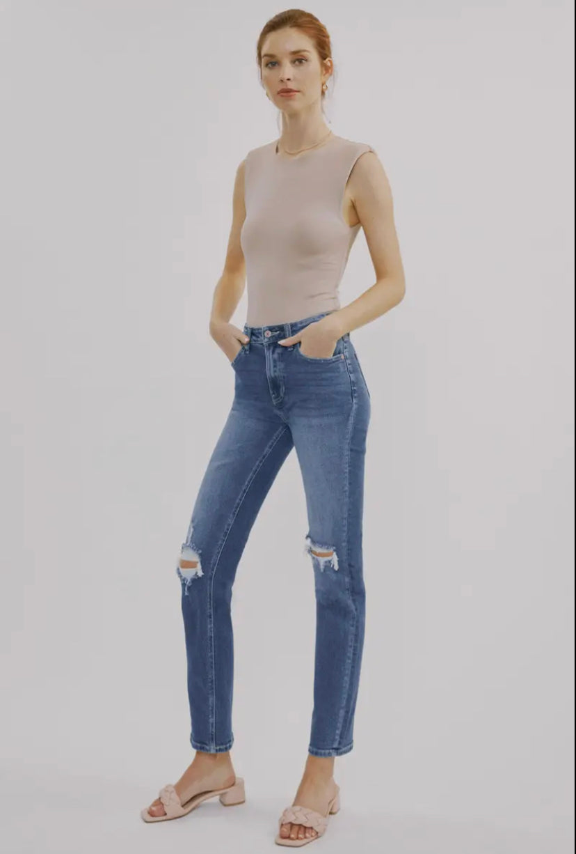 KAN CAN - Bailey High Rise Slim Straight MD Blue