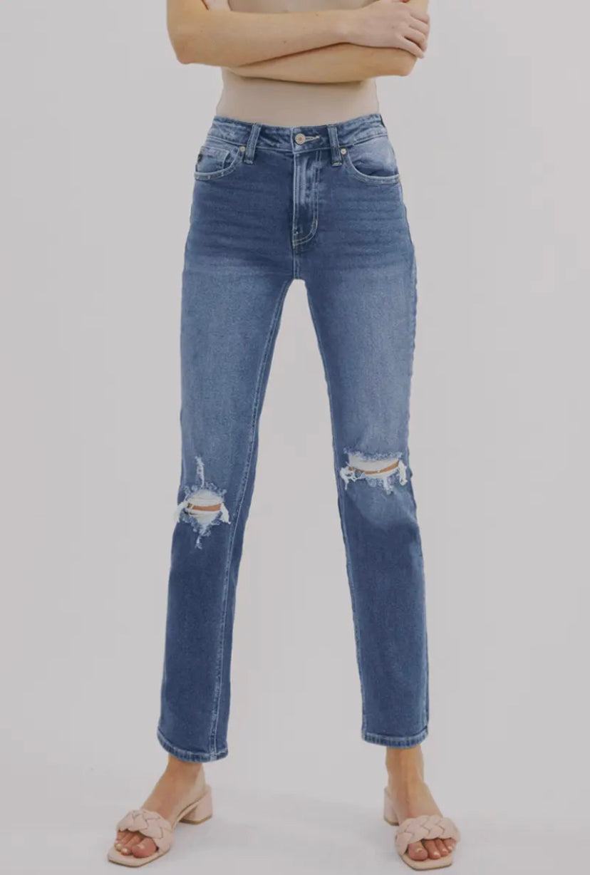 KAN CAN - Bailey High Rise Slim Straight MD Blue