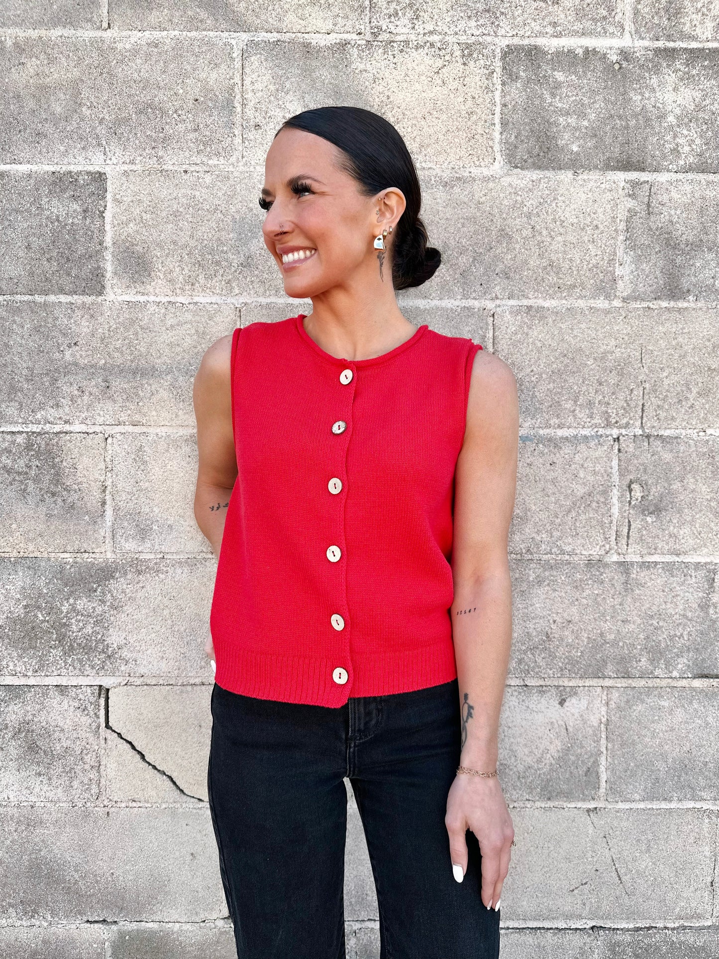 Monaco Knit Vest | Red