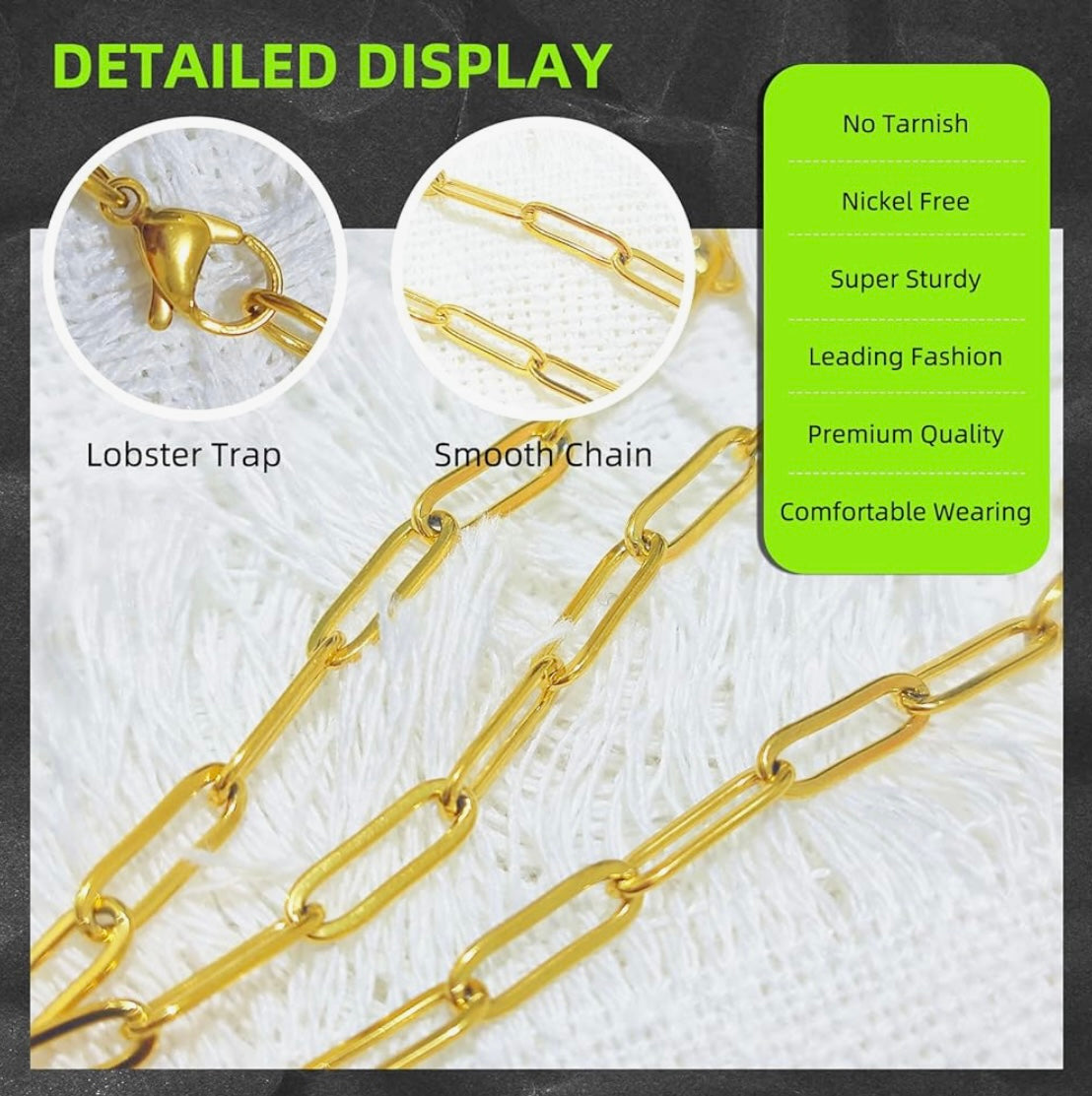 18K Gold Plated Paperclip Necklace