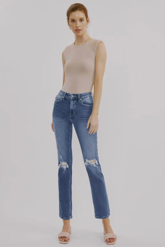 KAN CAN - Bailey High Rise Slim Straight MD Blue