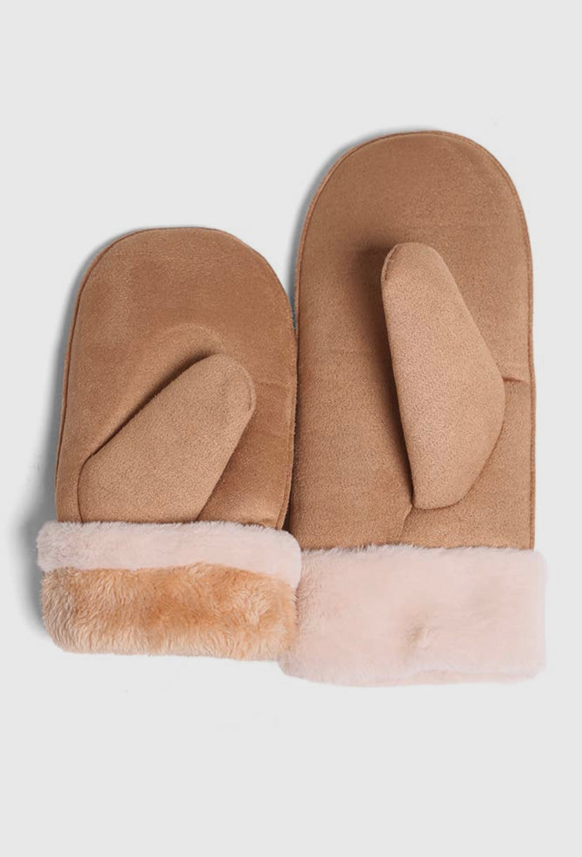 Suede Cuffed Mittens