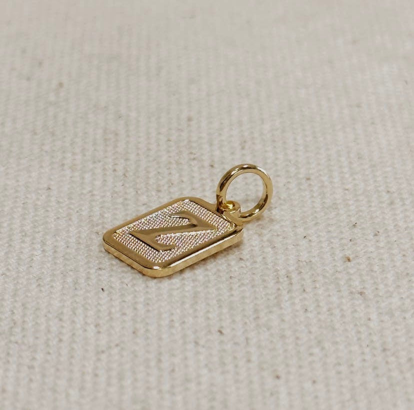18K Gold Filled Textured Initial Plate Pendant