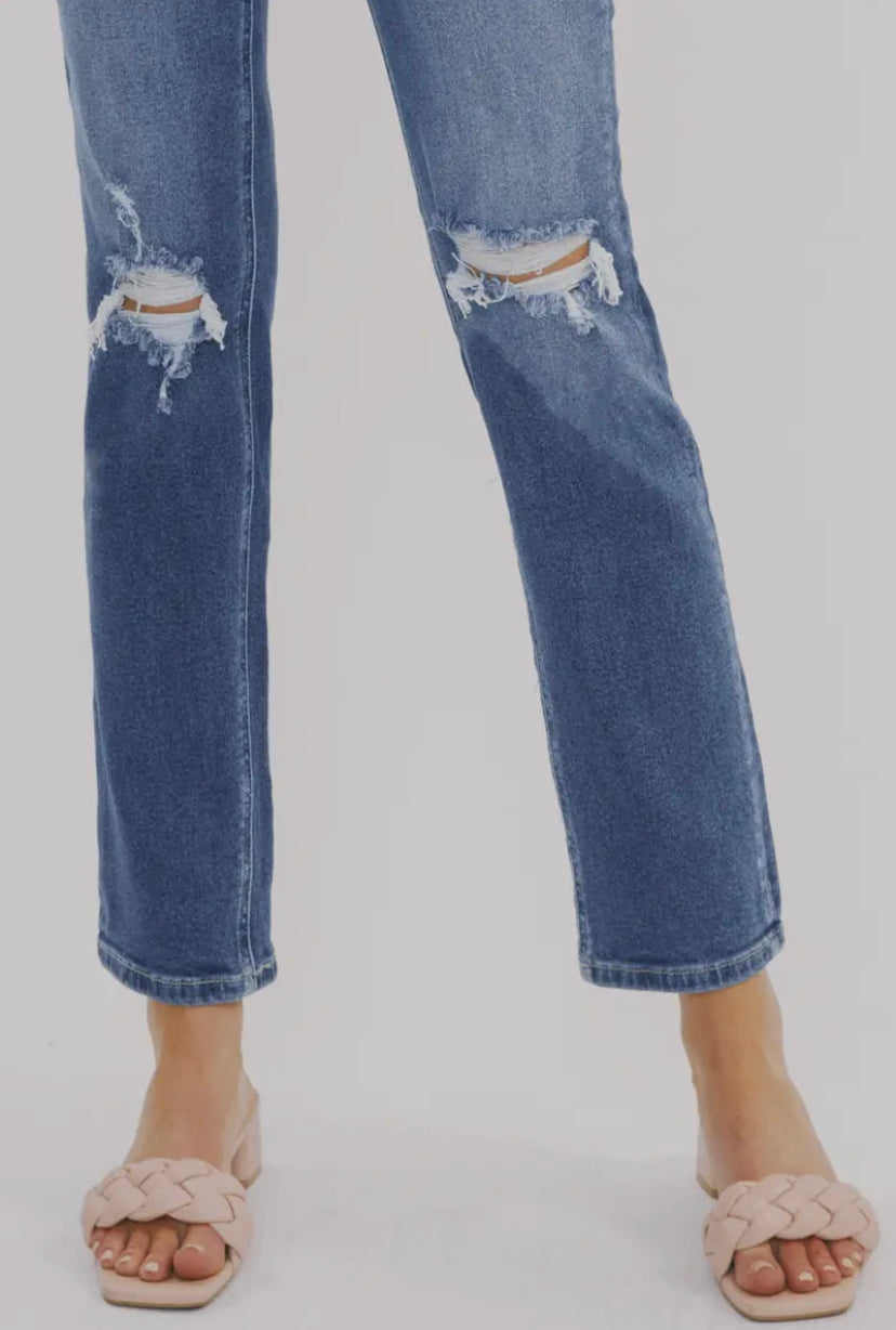 KAN CAN - Bailey High Rise Slim Straight MD Blue