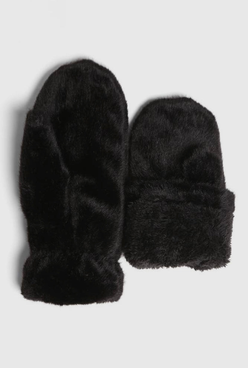Solid Faux Fur Mittens | 4 Colour Options