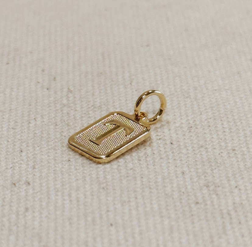 18K Gold Filled Textured Initial Plate Pendant