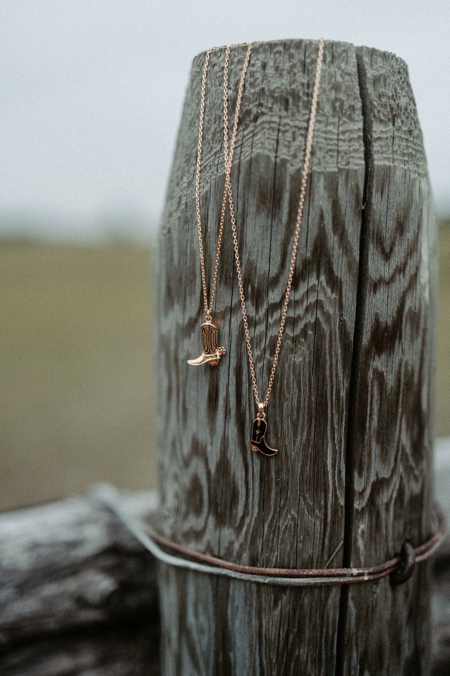 Fields Of Gold Cowboy Boot Necklace