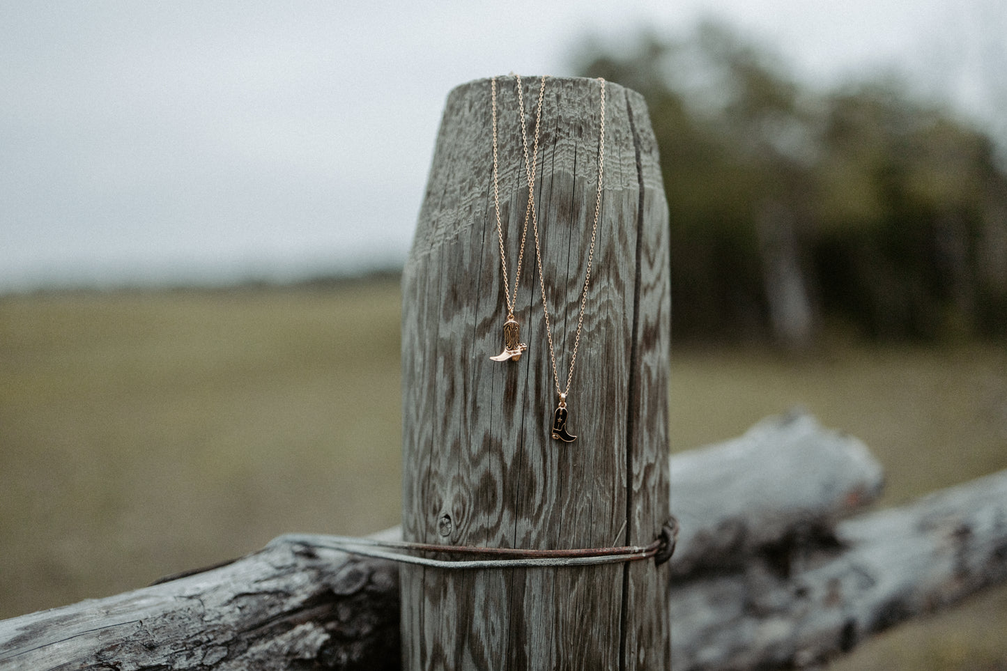 Fields Of Gold Cowboy Boot Necklace