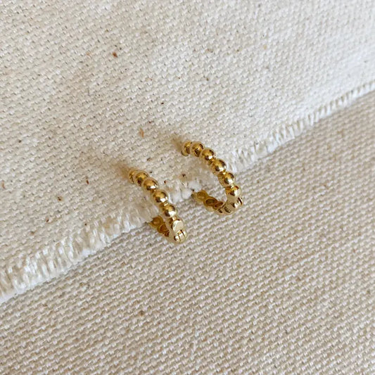 18K Gold Filled Beaded Clicker Hoop Earrings | Gold & Silver Options
