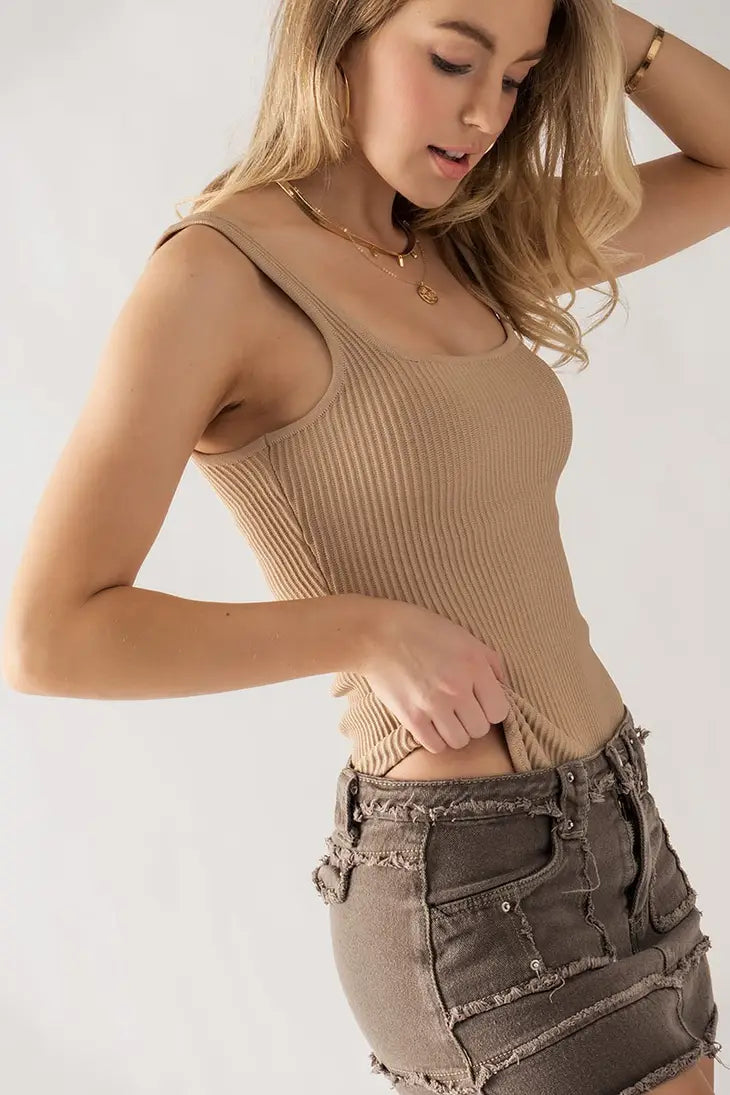 Ribbed Square Neck Bodysuit | 3 Colour Options