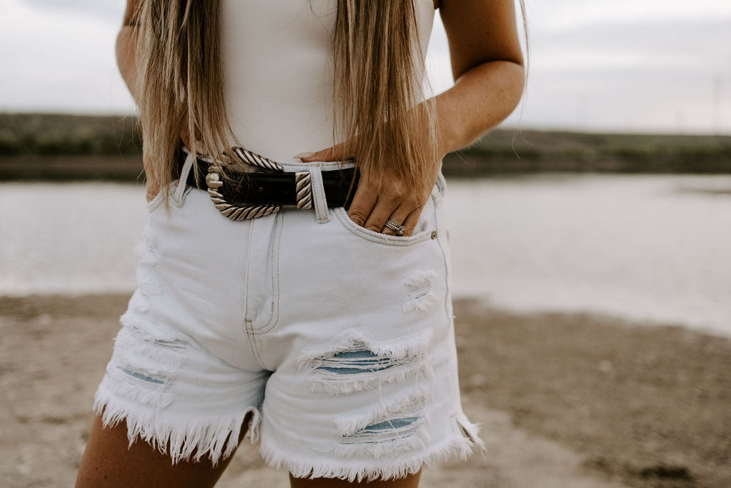 Not What Ya Think Distressed Shorts