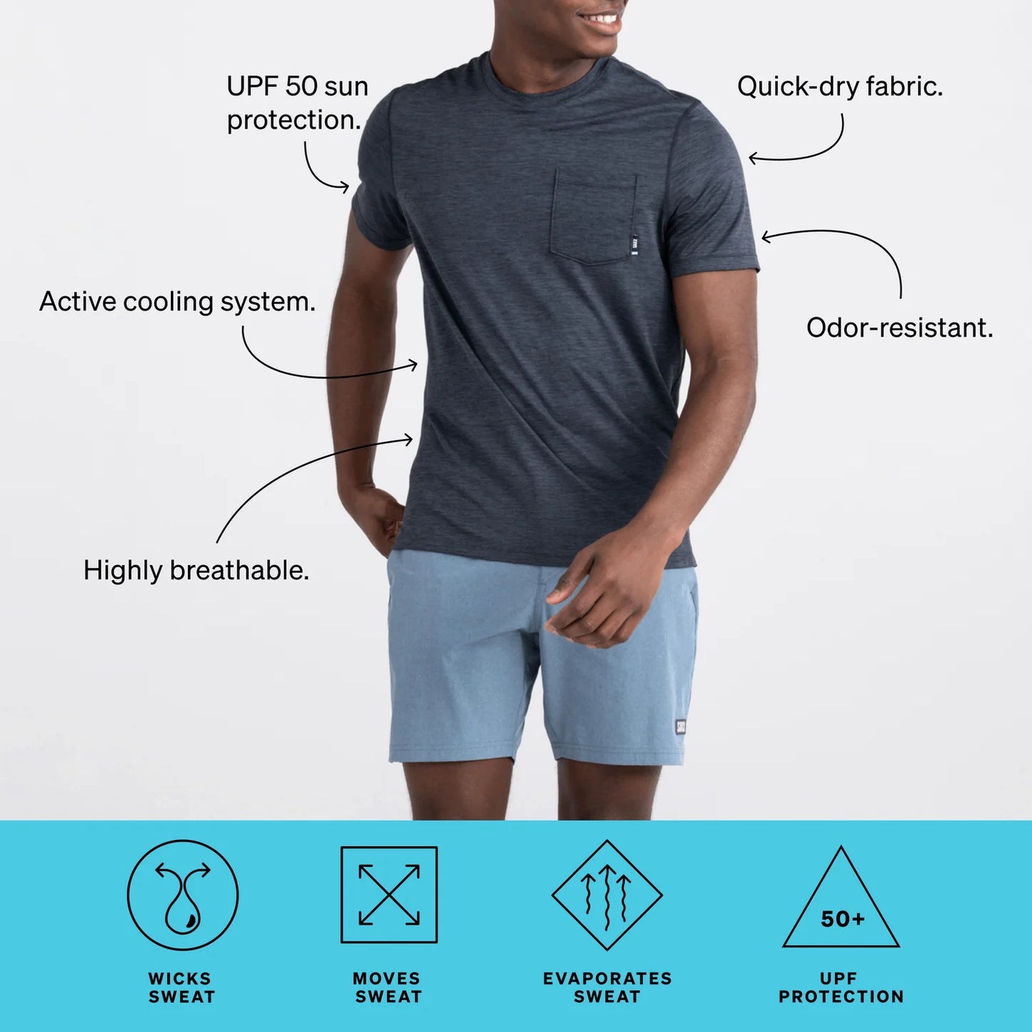 SAXX | Drop Temp Cooling Pocket Tee | Mulitple Colour Options
