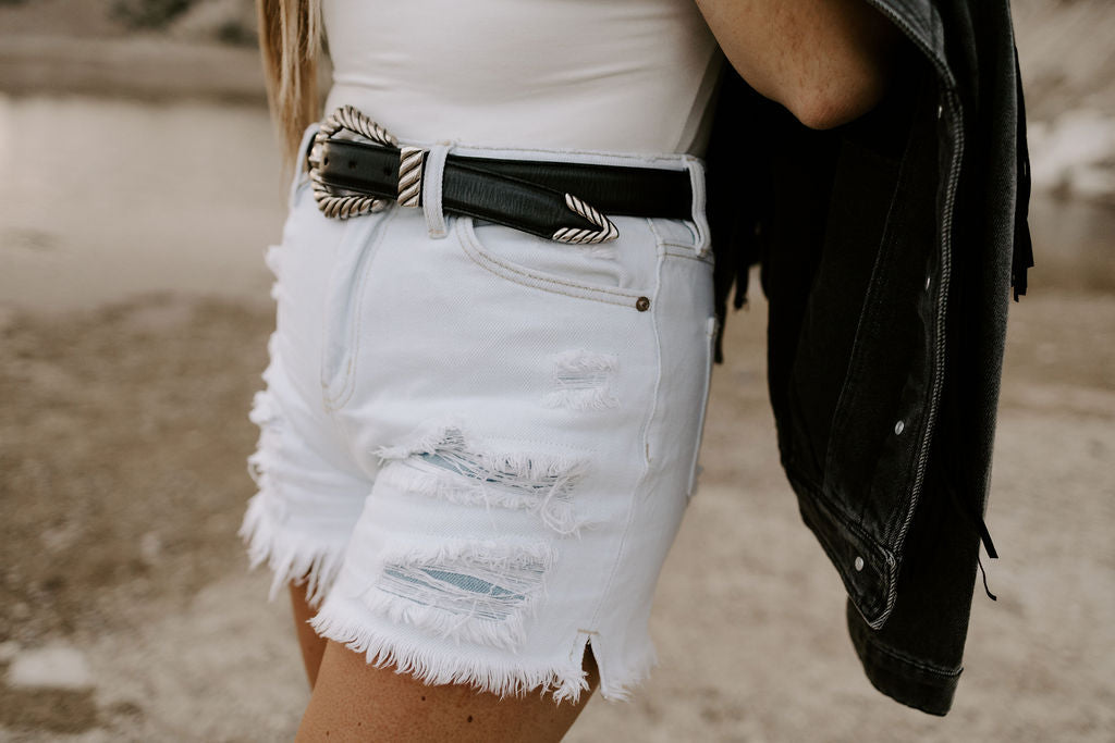 Not What Ya Think Distressed Shorts