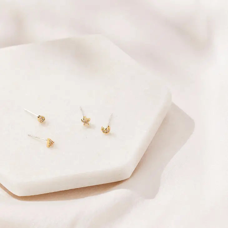 Petit Four Stud Earring Set -Gold