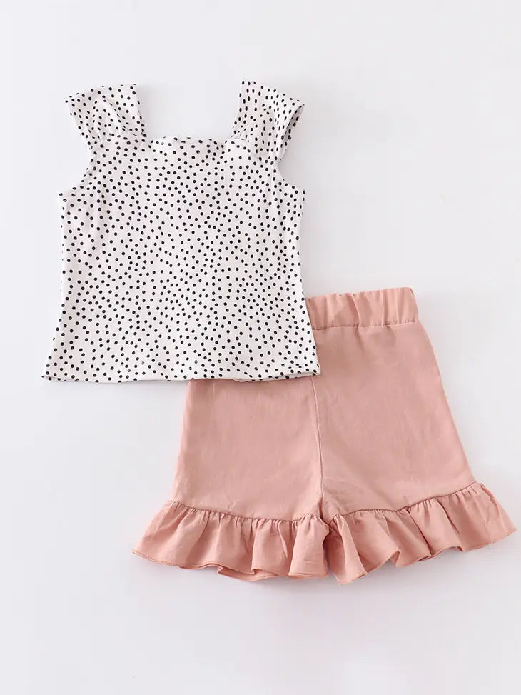 Polka Dot with Ruffle Shorts Set