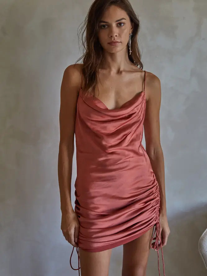 Shay Ruched Satin Dress