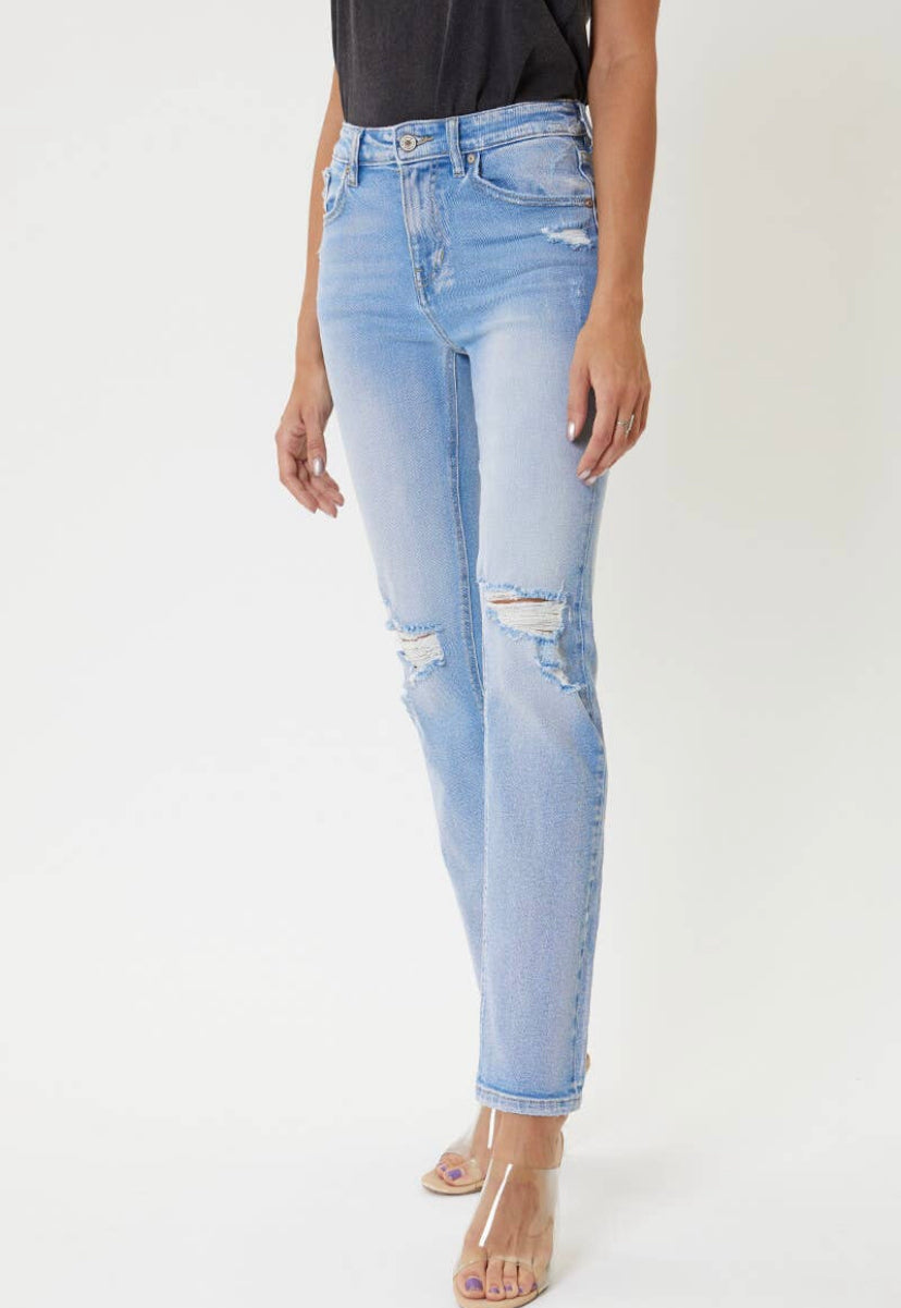 KAN CAN | Bailey High Rise Slim Straight LT Blue