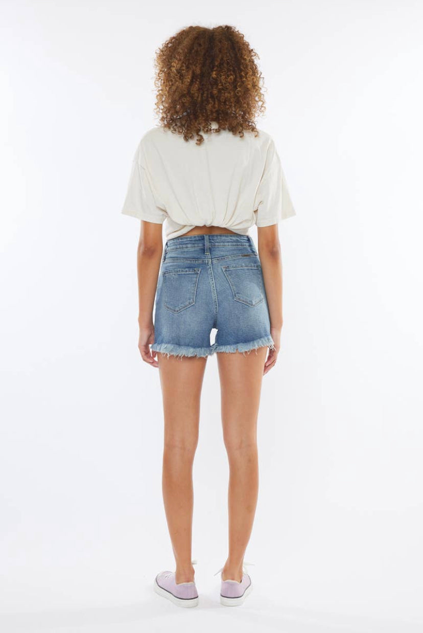 Melody High Rise Mom Short Blue