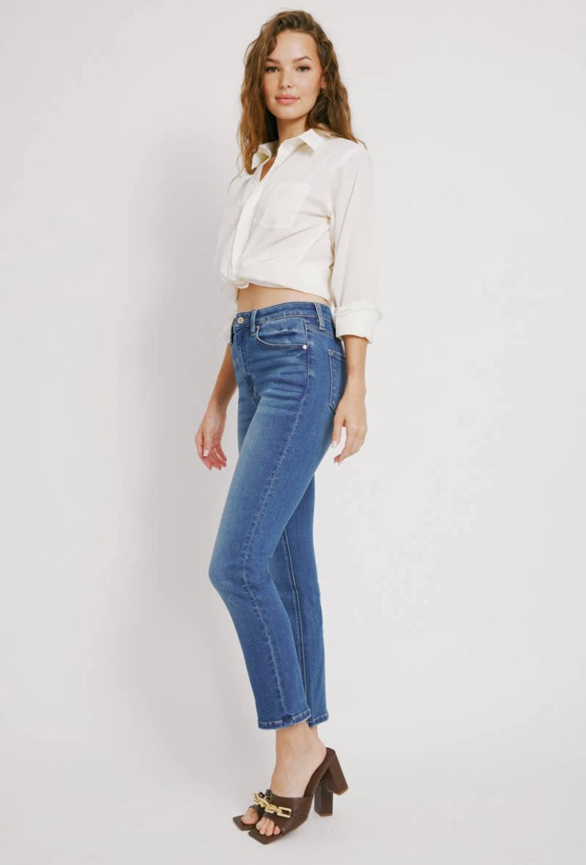 KAN CAN - Luna High Rise Slim Straight Medium Wash