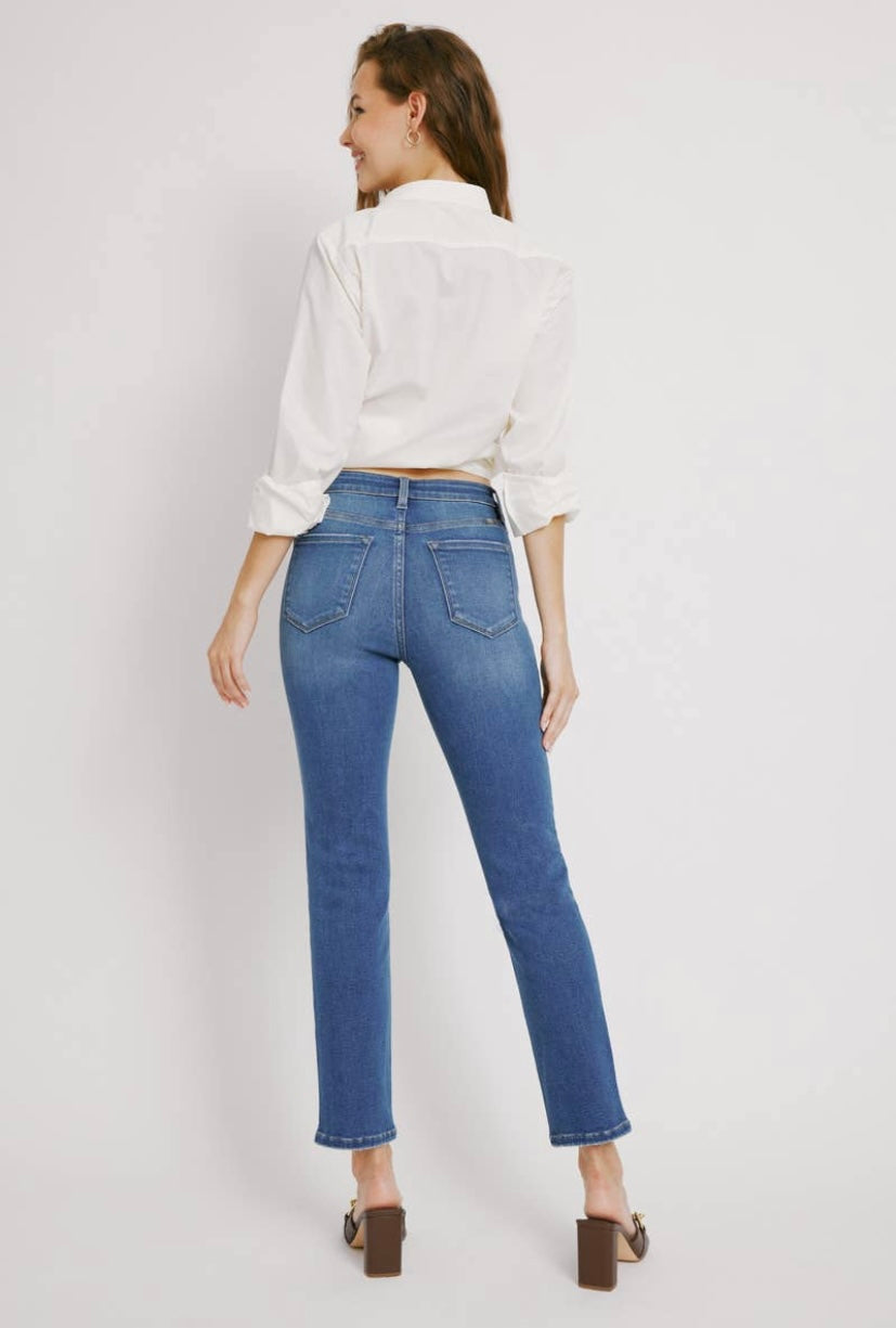 KAN CAN - Luna High Rise Slim Straight Medium Wash